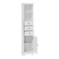 White Tall Bathroom Cabinet, Freestanding Storage Cabinet With 3 Drawers And Adjustable Shelf, Mdf Board With Painted Finish White Mdf