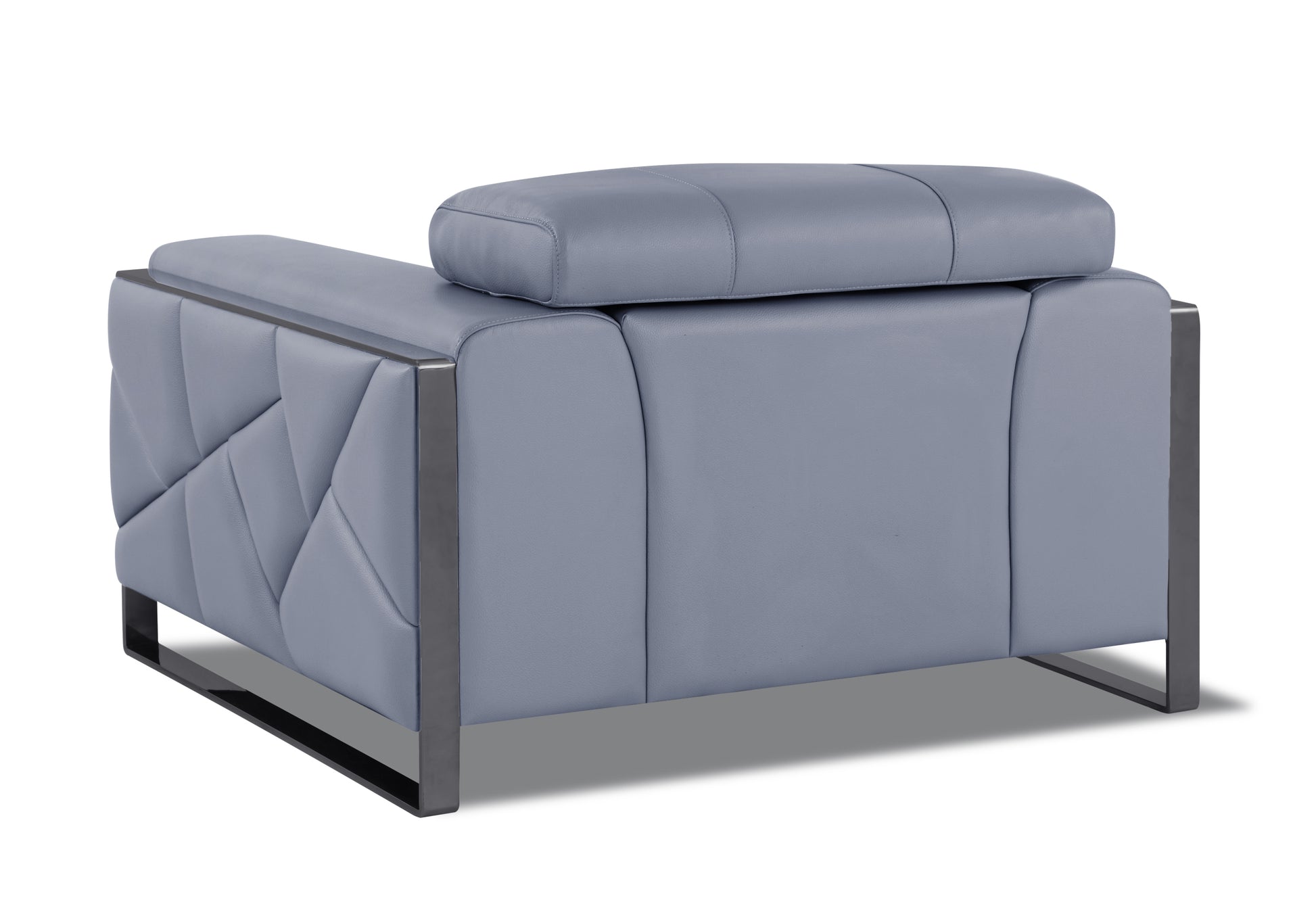 Top Grain Italian Leather Chair Light Blue Foam Leather
