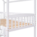 Twin Over Twin Bunk Bed With Slide, House Bed With Slide, White Old Sku: Lt000214Aak White Solid Wood