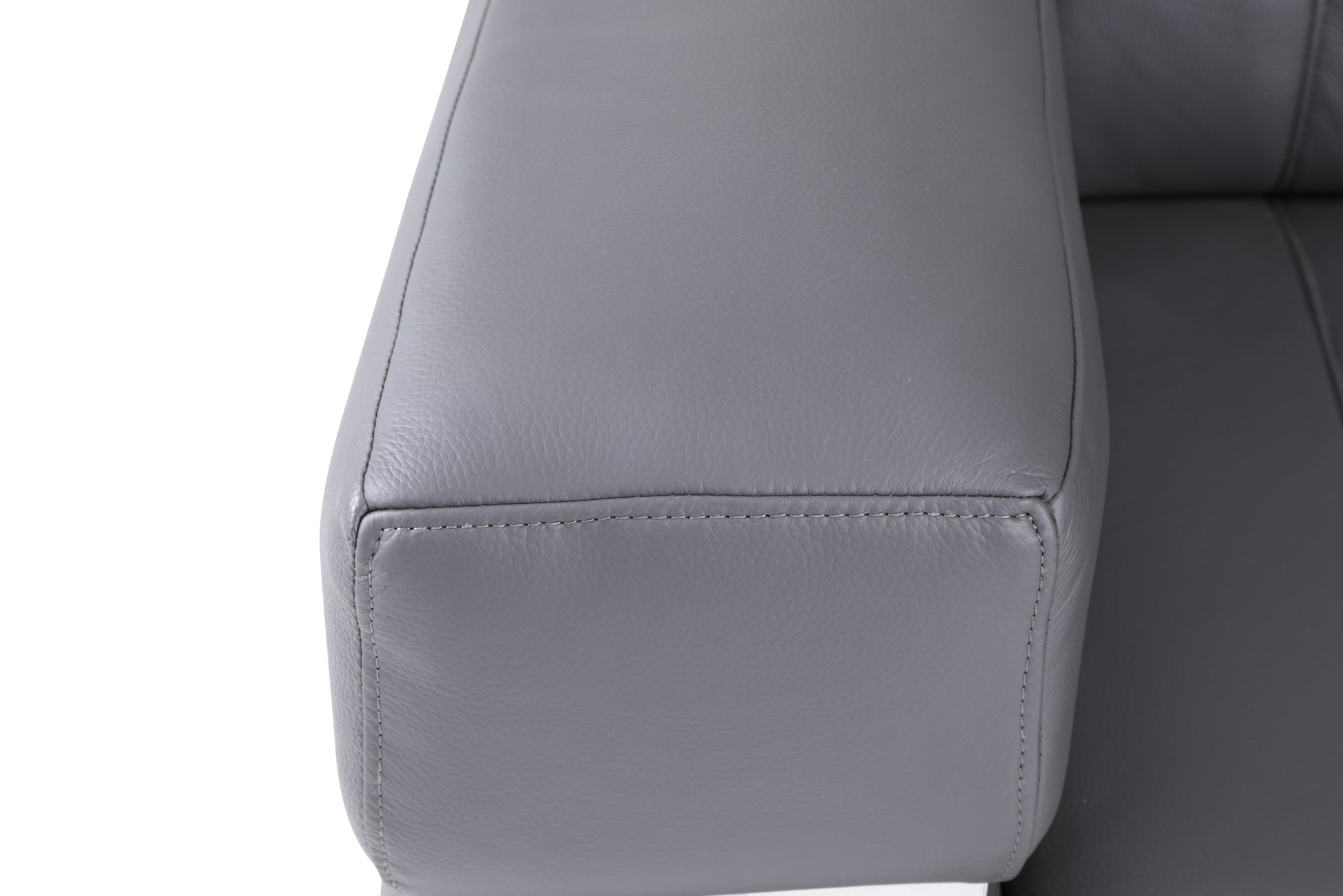 Top Grain Italian Leather Loveseat Dark Gray Foam Leather
