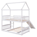 Twin Over Twin Bunk Bed With Slide, House Bed With Slide, White Old Sku: Lt000214Aak White Solid Wood