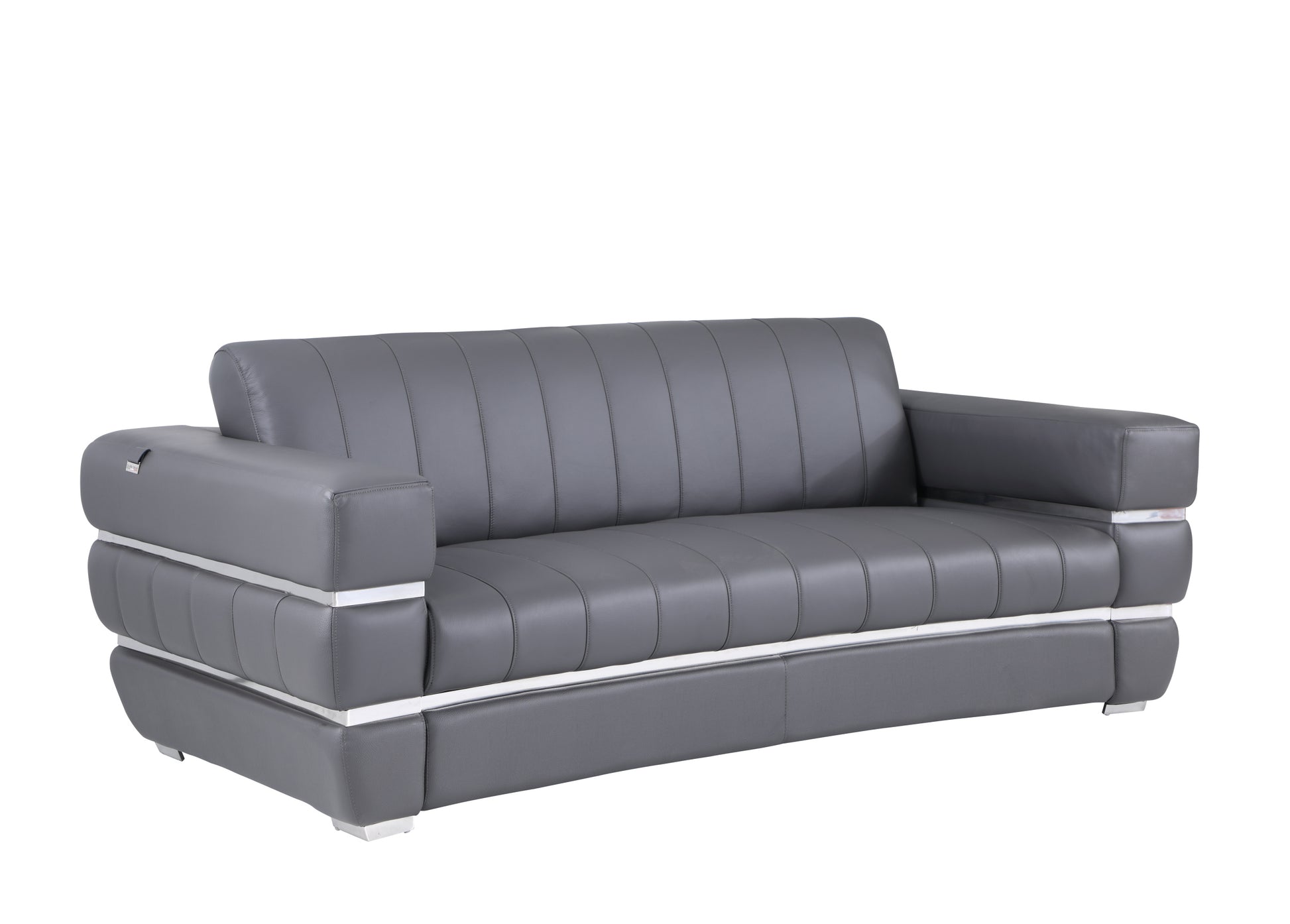 Top Grain Italian Leather Sofa Dark Gray Foam Leather