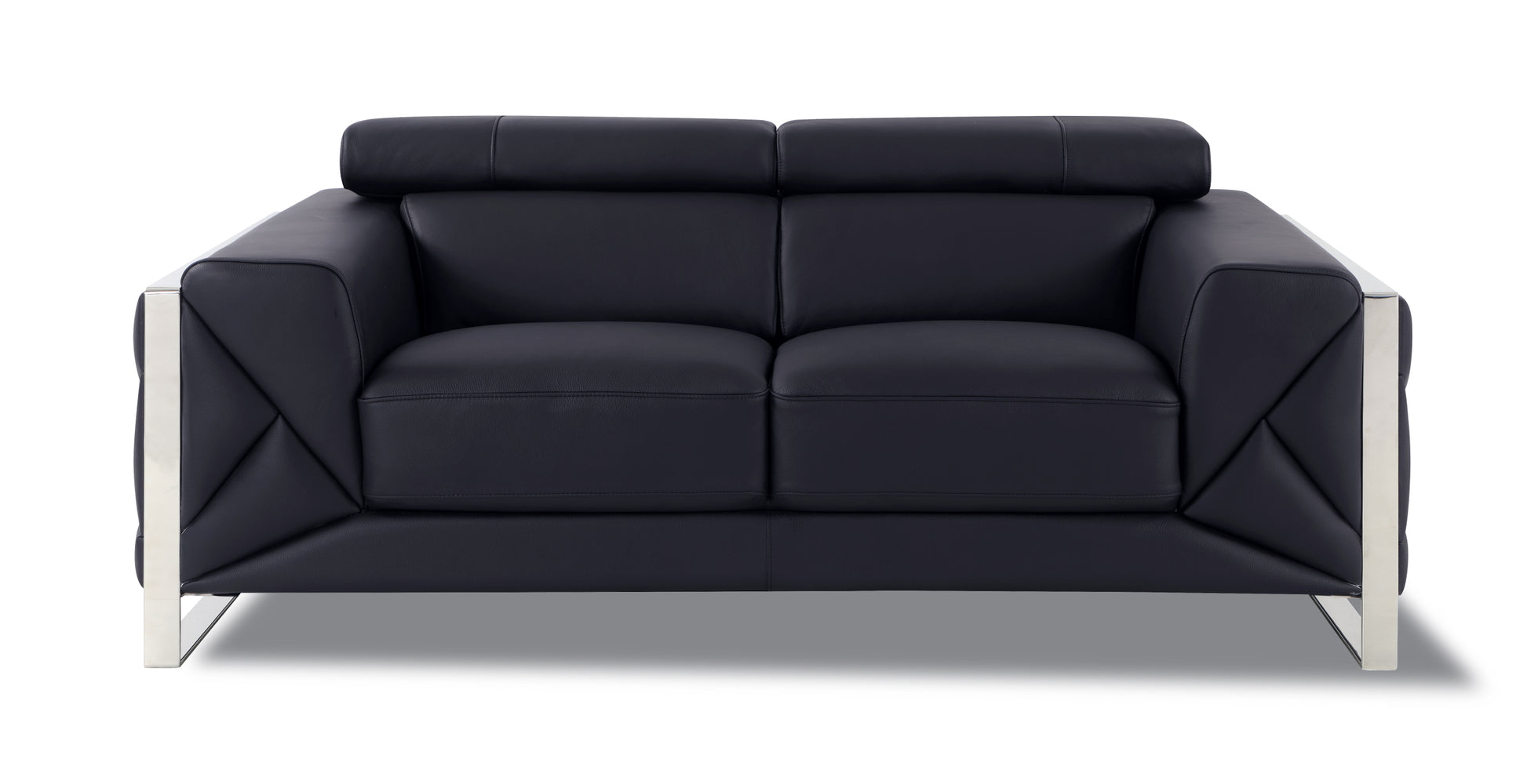 Top Grain Italian Leather Loveseat Black Foam Leather