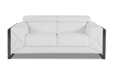 Top Grain Italian Leather Loveseat White Foam Leather