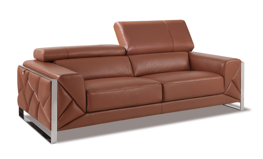 Top Grain Italian Leather Sofa Camel Foam Leather