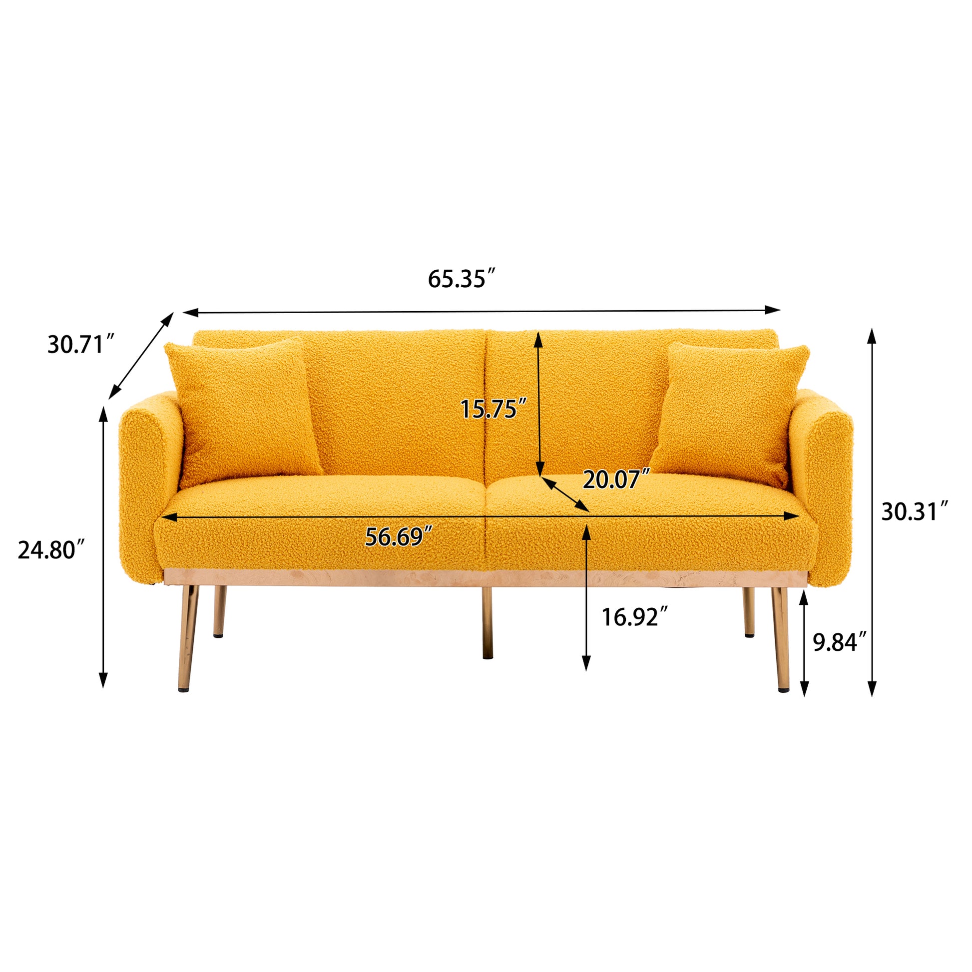 Coolmore Velvet Sofaaccent Sofa .Seat Sofa With Metal Feet Mustand Teddy Polyester