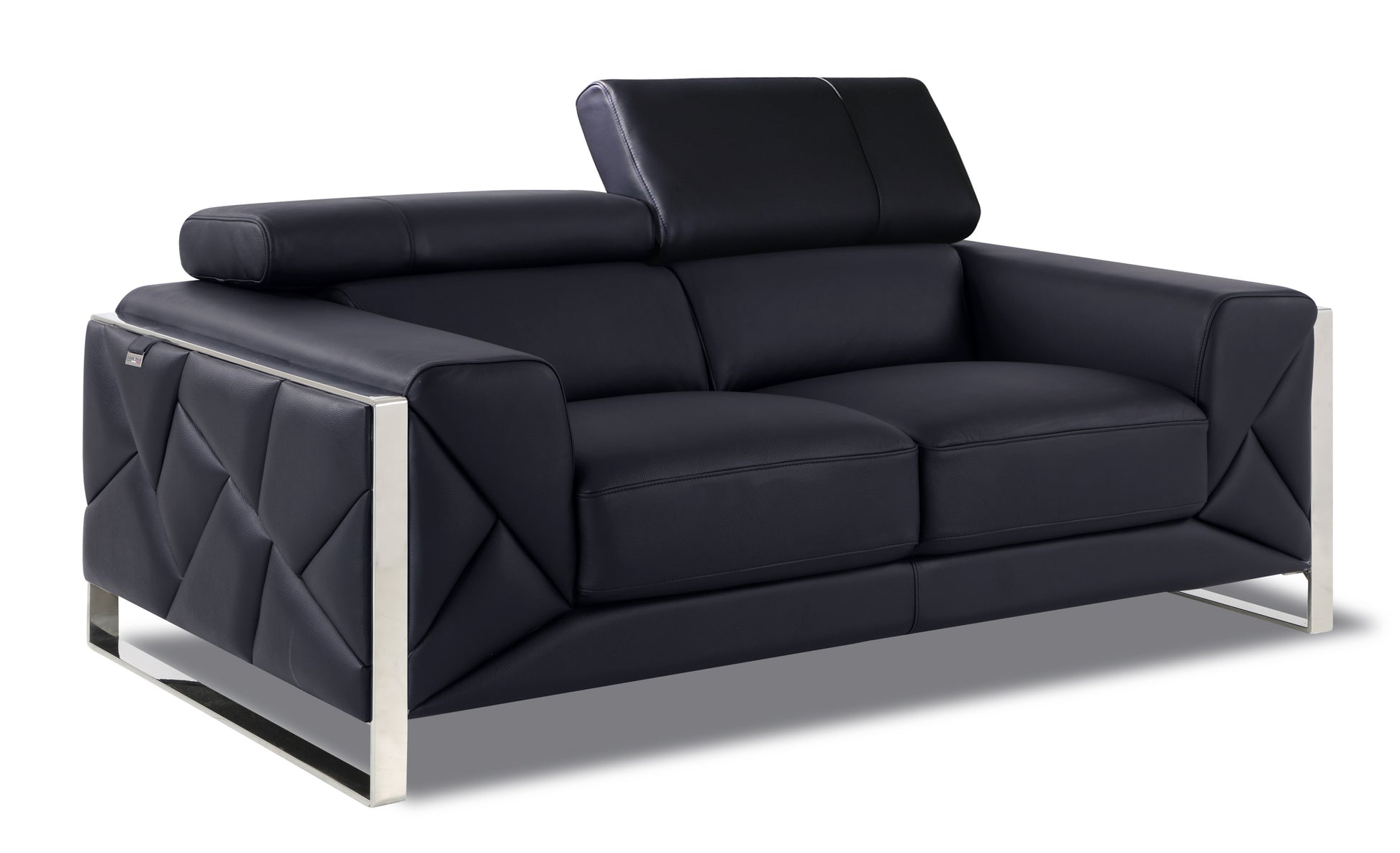 Top Grain Italian Leather Loveseat Black Foam Leather