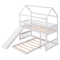 Twin Over Twin Bunk Bed With Slide, House Bed With Slide, White Old Sku: Lt000214Aak White Solid Wood