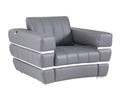 Top Grain Italian Leather Chair Dark Gray Foam Leather