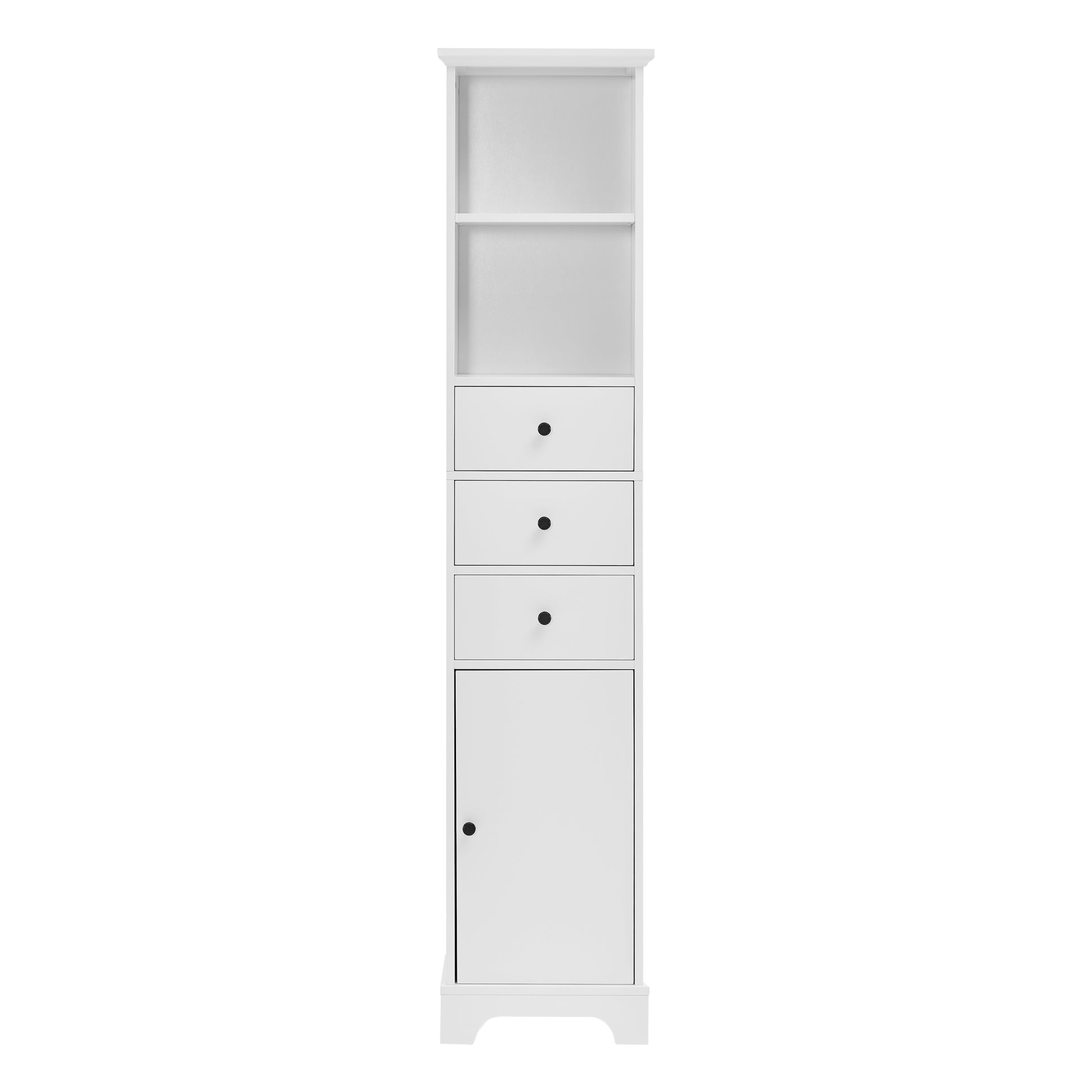 White Tall Bathroom Cabinet, Freestanding Storage Cabinet With 3 Drawers And Adjustable Shelf, Mdf Board With Painted Finish White Mdf