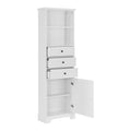 White Tall Storage Cabinet With 3 Drawers And Adjustable Shelves For Bathroom, Kitchen And Living Room, Mdf Board With Painted Finish White Mdf