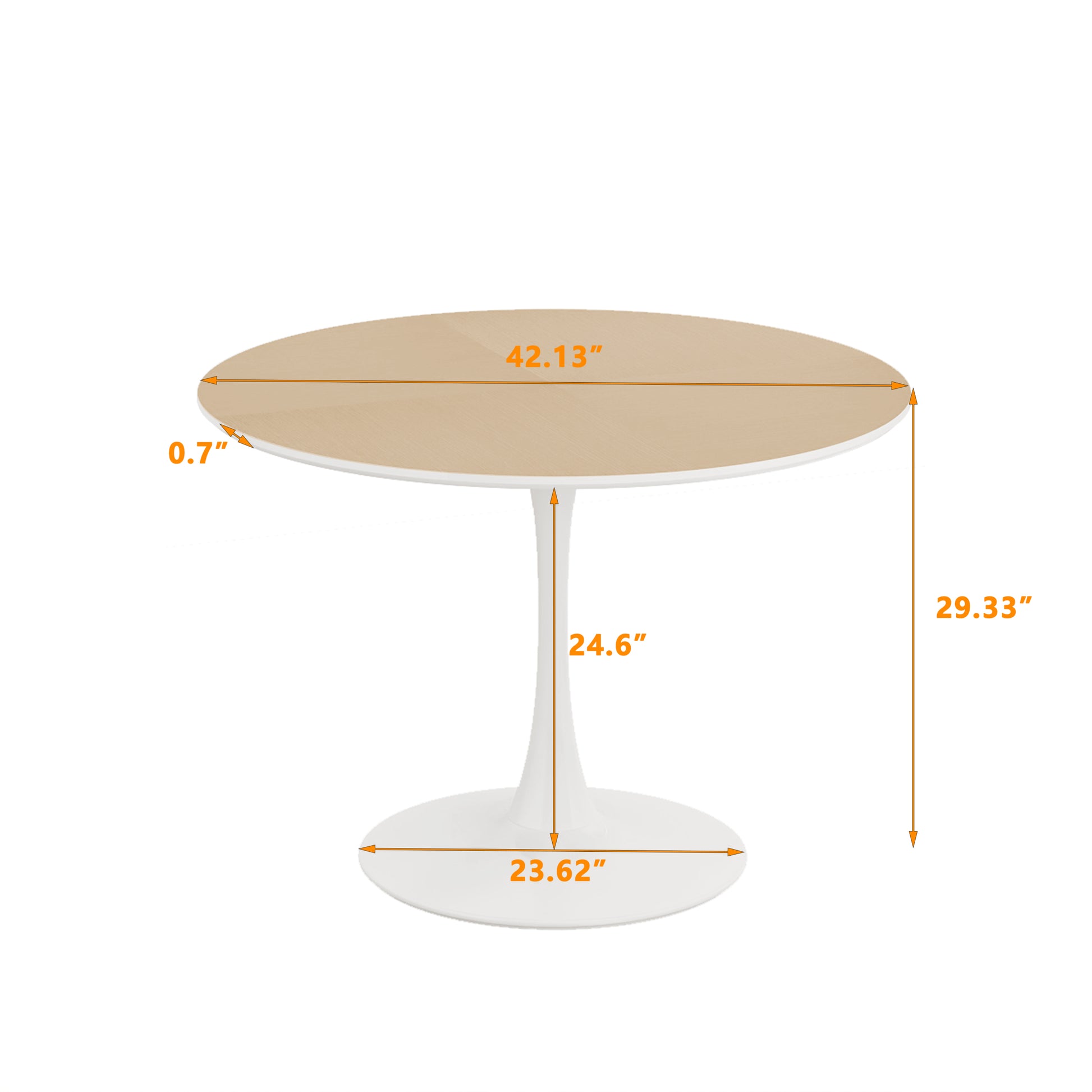 42"Modern Round Dining Table With Printed Wood Grain Table Top,Metal Base Dining Table, End Table Leisure Coffee Table Natural Mdf