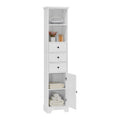 White Tall Bathroom Cabinet, Freestanding Storage Cabinet With 3 Drawers And Adjustable Shelf, Mdf Board With Painted Finish White Mdf