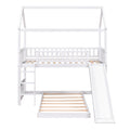 Twin Over Twin Bunk Bed With Slide, House Bed With Slide, White Old Sku: Lt000214Aak White Solid Wood