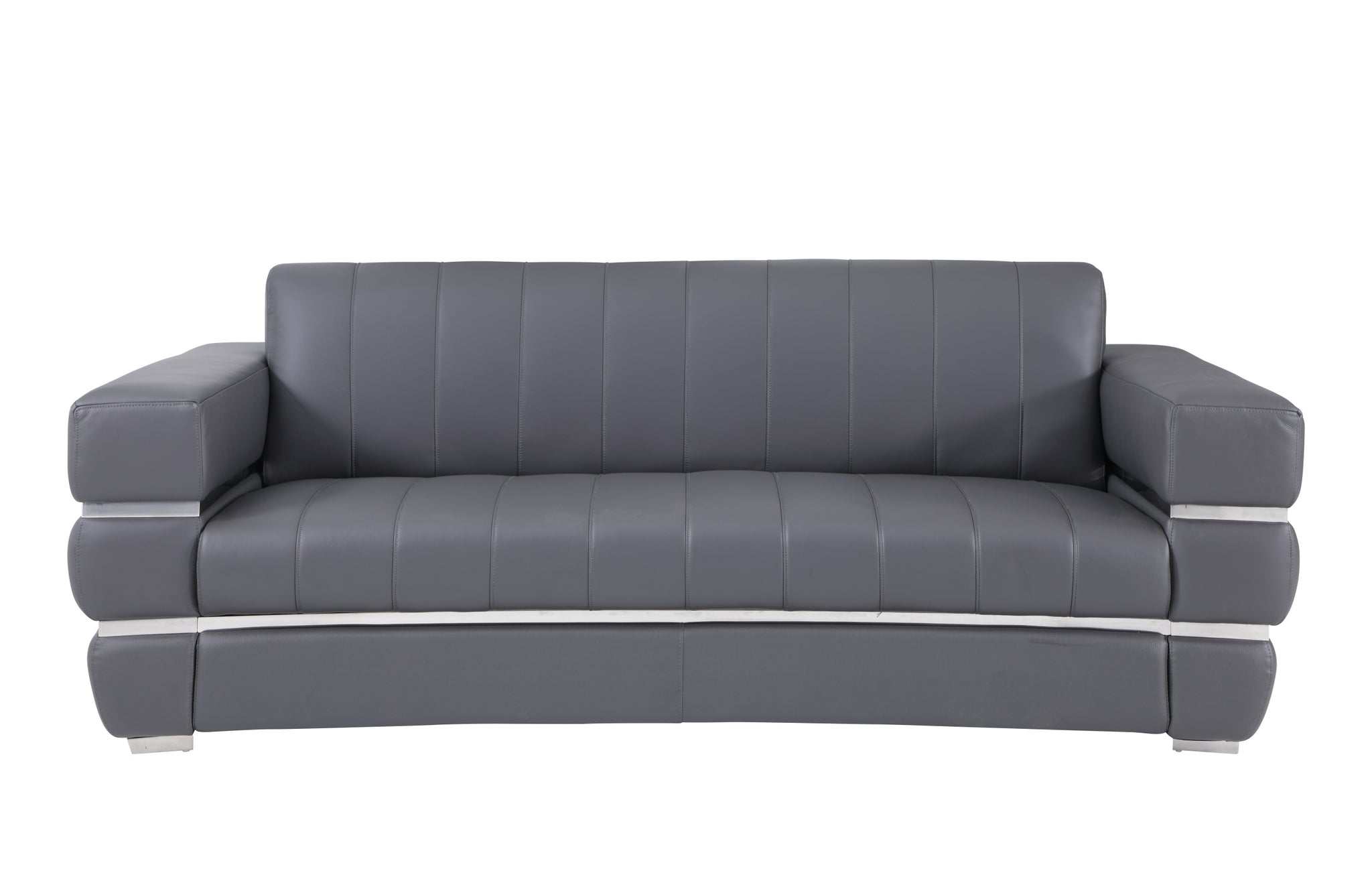 Top Grain Italian Leather Sofa Dark Gray Foam Leather