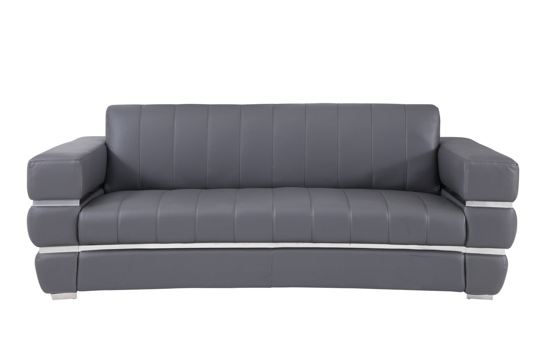 Top Grain Italian Leather Sofa Dark Gray Foam Leather