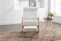 Coolmore Rocking Chair With Ottoman, Mid Century Modern Upholstered Fabric Rocking Armchair, Rocking Chair Nursery With Thick Padded Cushion, High Backrest Accent Glider Rocker Chair For Living Room Beige Solid Wood