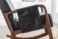 Coolmore Rocking Chair With Ottoman, Mid Century Modern Upholstered Fabric Rocking Armchair, Rocking Chair Nursery With Thick Padded Cushion, High Backrest Accent Glider Rocker Chair For Living Room Black Pu Solid Wood