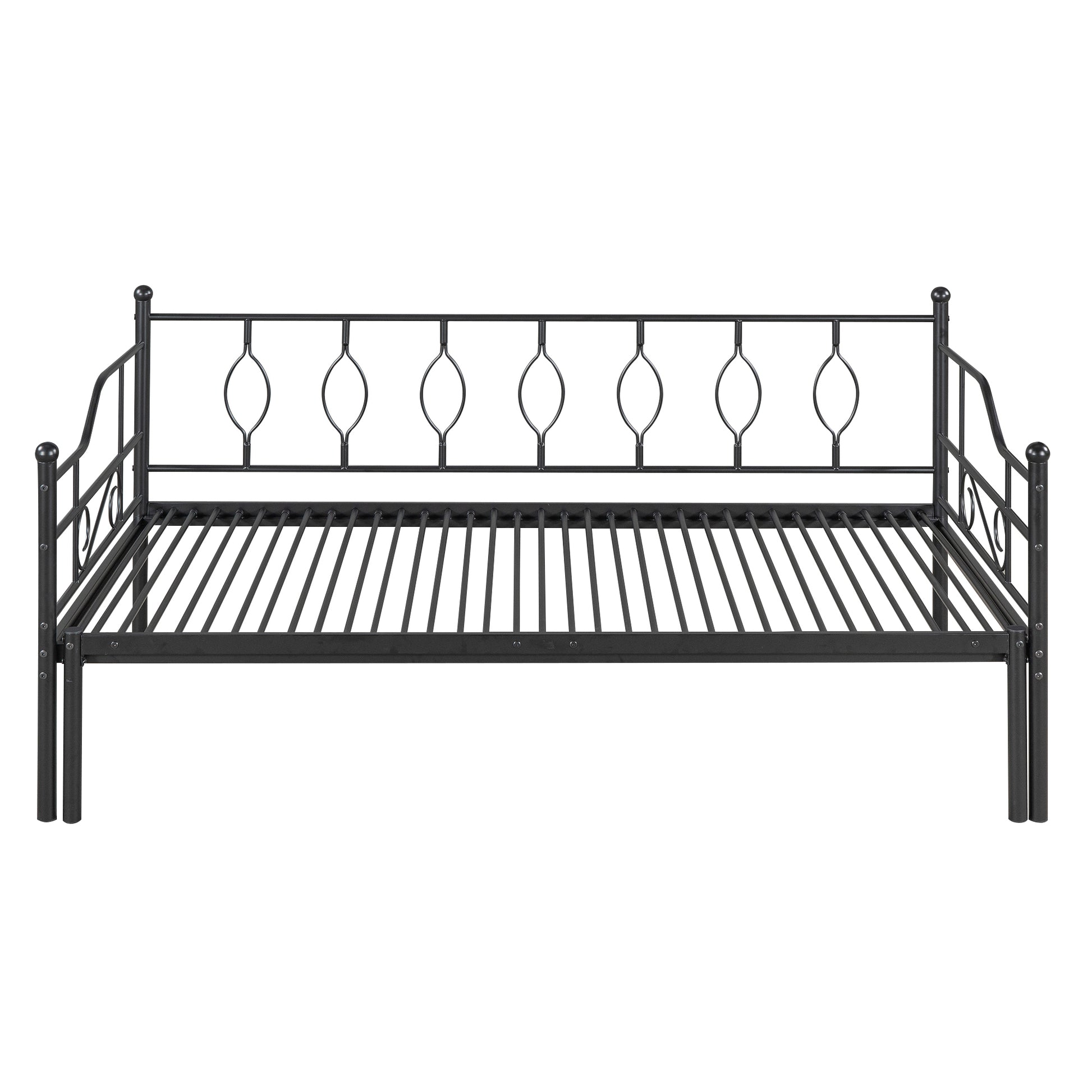 Twin Size Metal Daybed With Trundle, Daybed With Slat No Box Required Black Black Iron