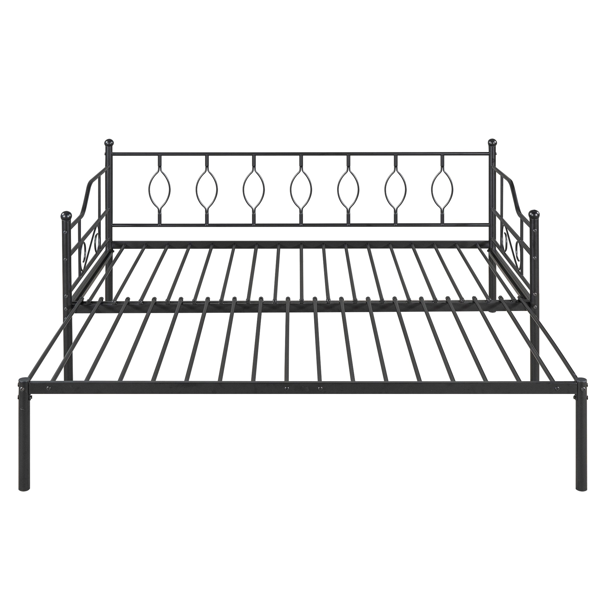 Twin Size Metal Daybed With Trundle, Daybed With Slat No Box Required Black Black Iron