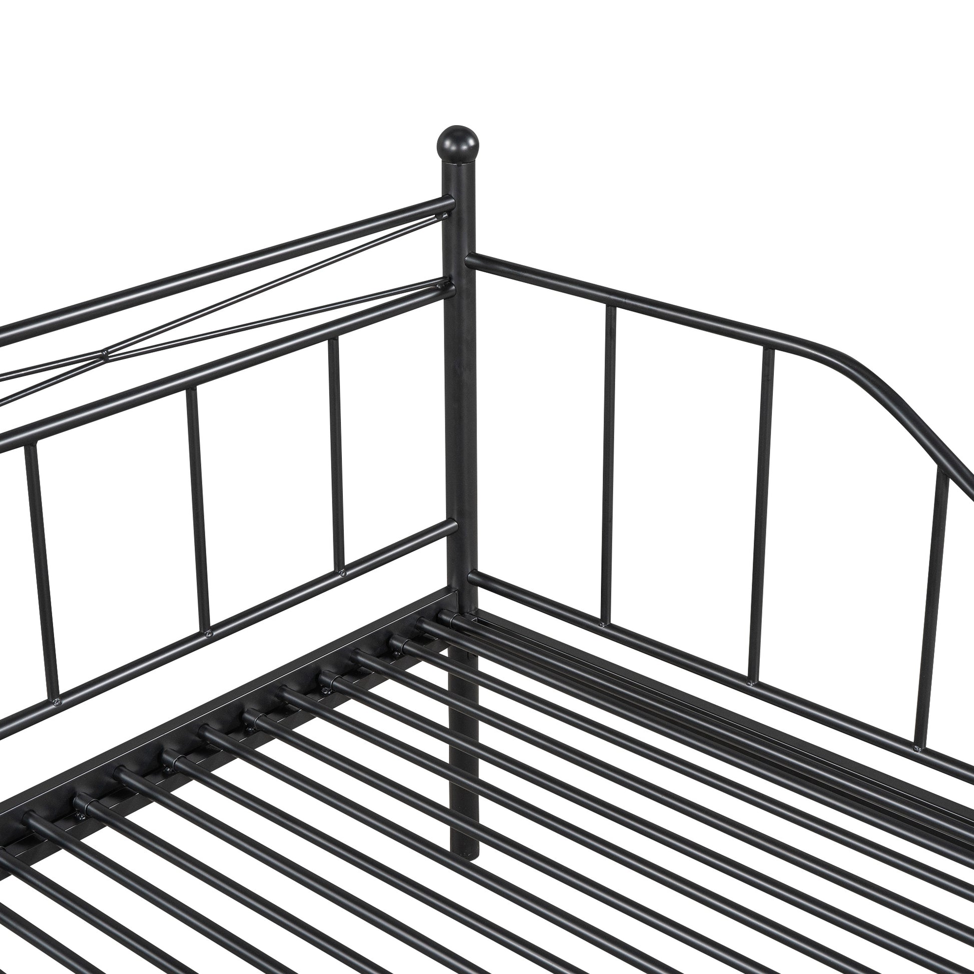 Twin Size Metal Daybed With Trundle, Daybed With Slat No Box Required Black Black Steel