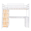 Twin Size Loft Bed With Ladder, Shelves, And Desk, White Old Sku:Lt000225Aak White Solid Wood Mdf