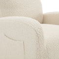 Jiada Upholstered Swivel Glider.Rocking Chair For Nursery In White Teddy.Modern Style One Left Bag White Teddy Primary Living Space Foam Metal