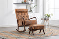 Coolmore Rocking Chair With Ottoman, Mid Century Modern Upholstered Fabric Rocking Armchair, Rocking Chair Nursery With Thick Padded Cushion, High Backrest Accent Glider Rocker Chair For Living Room Coffee Solid Wood