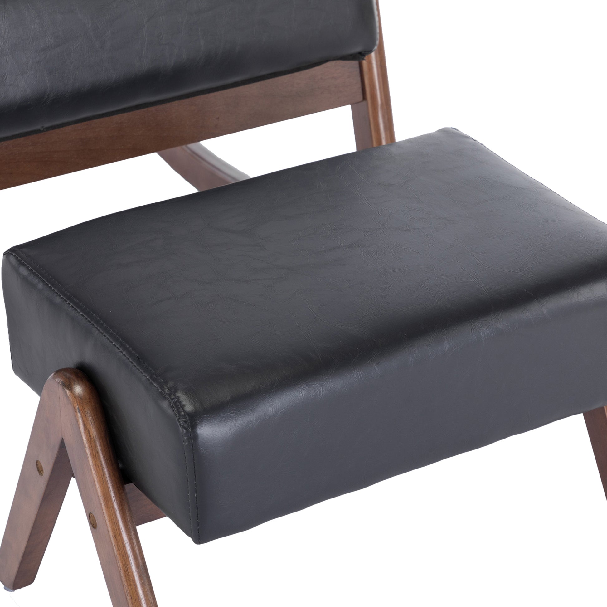 Coolmore Rocking Chair With Ottoman, Mid Century Modern Upholstered Fabric Rocking Armchair, Rocking Chair Nursery With Thick Padded Cushion, High Backrest Accent Glider Rocker Chair For Living Room Black Pu Solid Wood