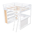 Full Size Loft Bed With Ladder, Shelves, And Desk, White Old Sku:Lt000226Aak White Solid Wood Mdf