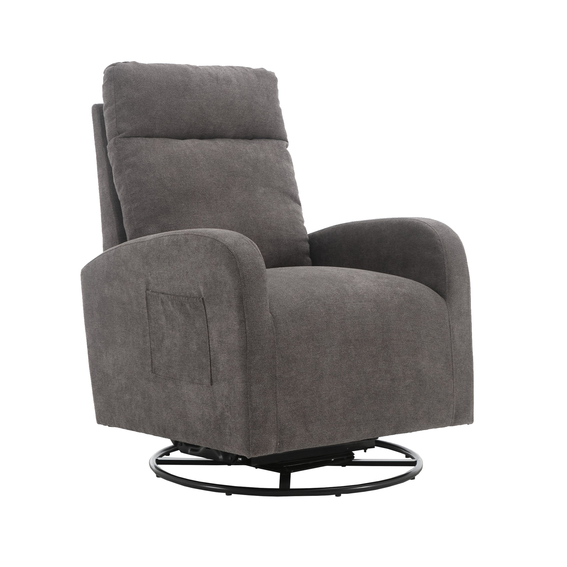 Jiada Upholstered Swivel Glider.Rocking Chair For Nursery In Dark Grey.Modern Style One Left Bag Dark Gray Metal