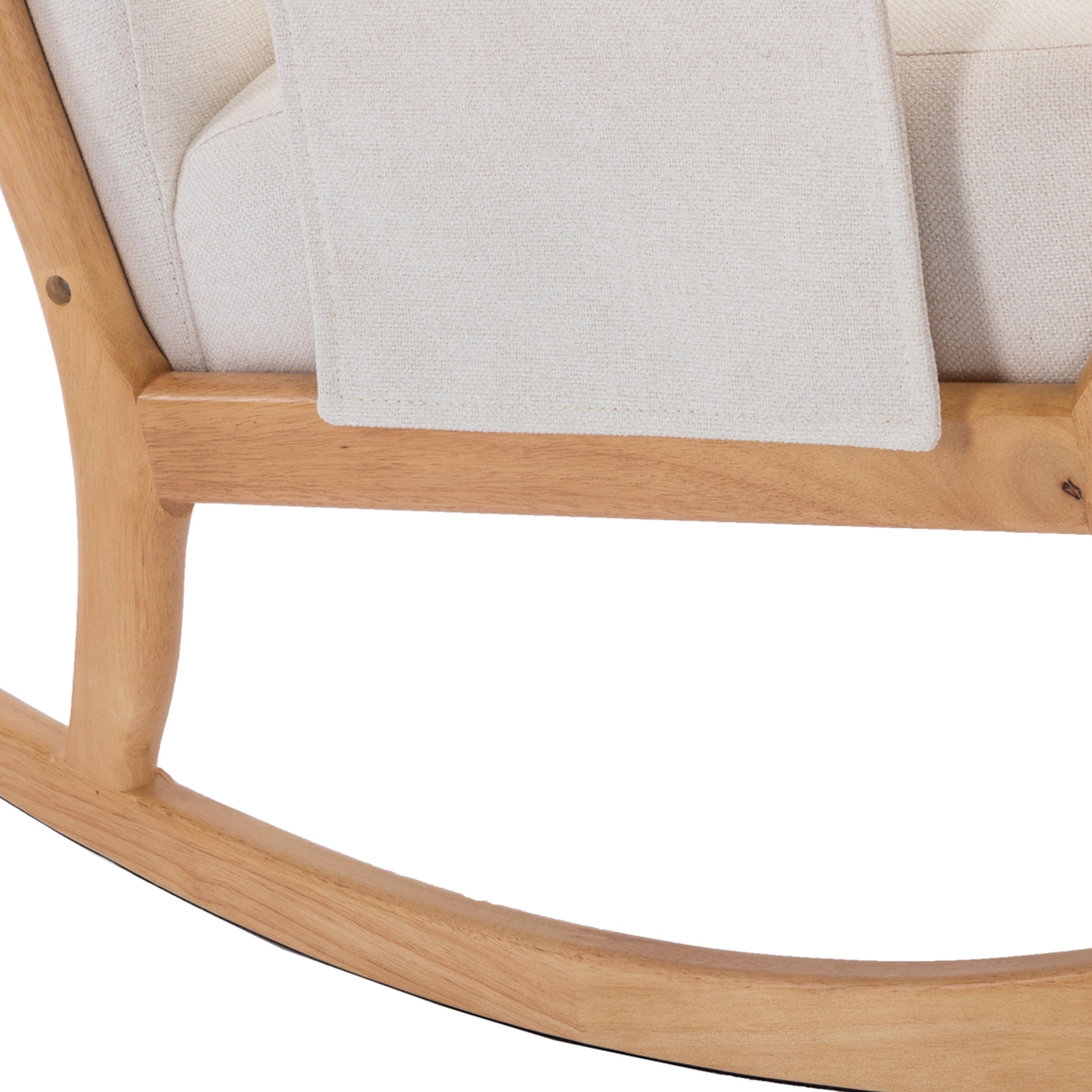Coolmore Rocking Chair With Ottoman, Mid Century Modern Upholstered Fabric Rocking Armchair, Rocking Chair Nursery With Thick Padded Cushion, High Backrest Accent Glider Rocker Chair For Living Room Beige Solid Wood