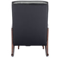 Coolmore Rocking Chair With Ottoman, Mid Century Modern Upholstered Fabric Rocking Armchair, Rocking Chair Nursery With Thick Padded Cushion, High Backrest Accent Glider Rocker Chair For Living Room Black Pu Solid Wood