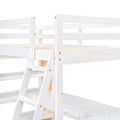 Twin Size Loft Bed With Ladder, Shelves, And Desk, White Old Sku:Lt000225Aak White Solid Wood Mdf