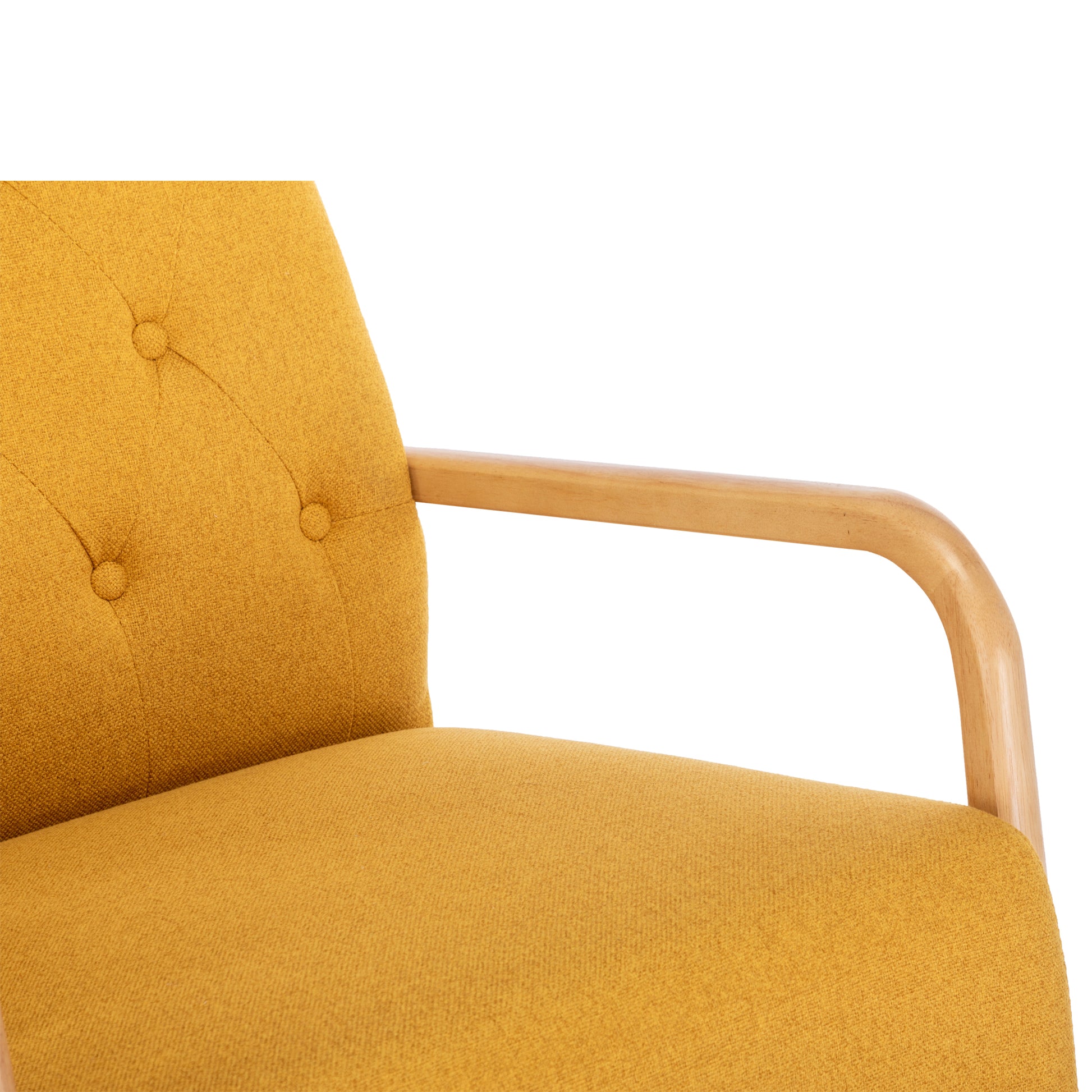 Coolmore Rocking Chair With Ottoman, Mid Century Modern Upholstered Fabric Rocking Armchair, Rocking Chair Nursery With Thick Padded Cushion, High Backrest Accent Glider Rocker Chair For Living Room Yellow Solid Wood