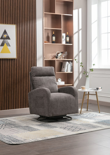 Jiada Upholstered Swivel Glider.Rocking Chair For Nursery In Dark Grey.Modern Style One Left Bag Dark Gray Metal