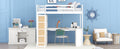 Twin Size Loft Bed With Ladder, Shelves, And Desk, White Old Sku:Lt000225Aak White Solid Wood Mdf