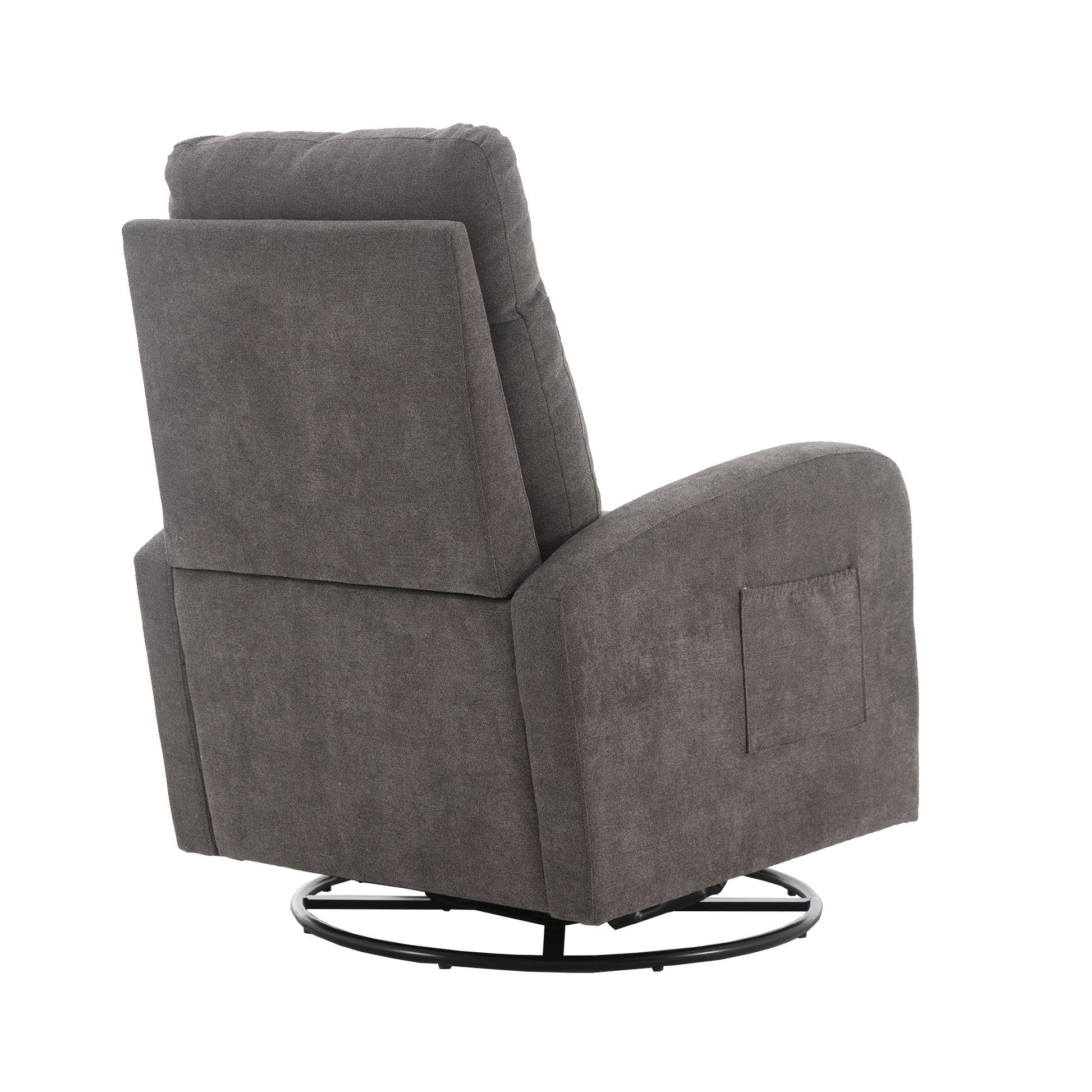 Jiada Upholstered Swivel Glider.Rocking Chair For Nursery In Dark Grey.Modern Style One Left Bag Dark Gray Metal
