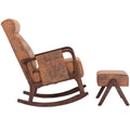 Coolmore Rocking Chair With Ottoman, Mid Century Modern Upholstered Fabric Rocking Armchair, Rocking Chair Nursery With Thick Padded Cushion, High Backrest Accent Glider Rocker Chair For Living Room Coffee Solid Wood