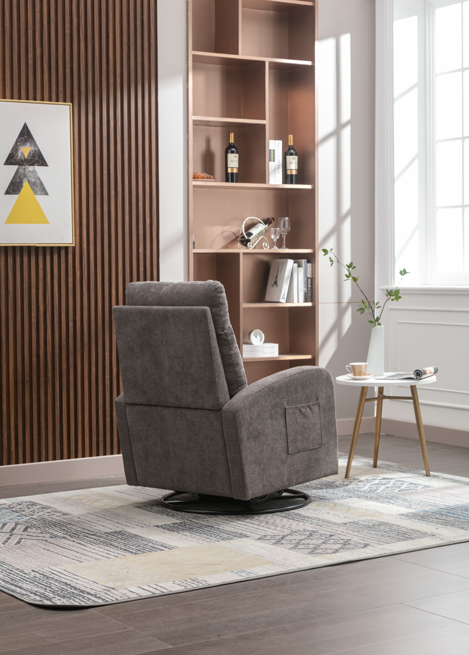 Jiada Upholstered Swivel Glider.Rocking Chair For Nursery In Dark Grey.Modern Style One Left Bag Dark Gray Metal
