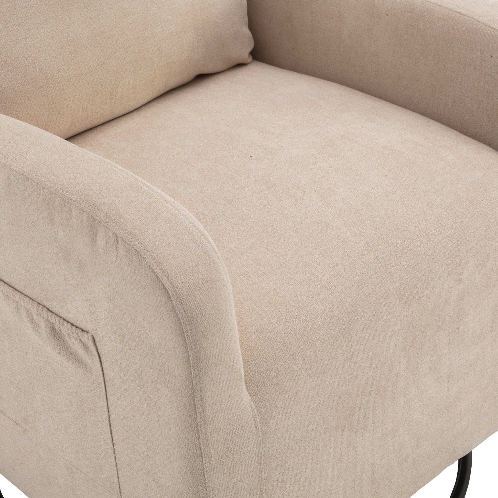 Jiada Upholstered Swivel Glider.Rocking Chair For Nursery In Beige.Modern Style One Left Bag Beige Primary Living Space Foam Metal