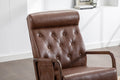 Coolmore Rocking Chair With Ottoman, Mid Century Modern Upholstered Fabric Rocking Armchair, Rocking Chair Nursery With Thick Padded Cushion, High Backrest Accent Glider Rocker Chair For Living Room Brown Pu Solid Wood