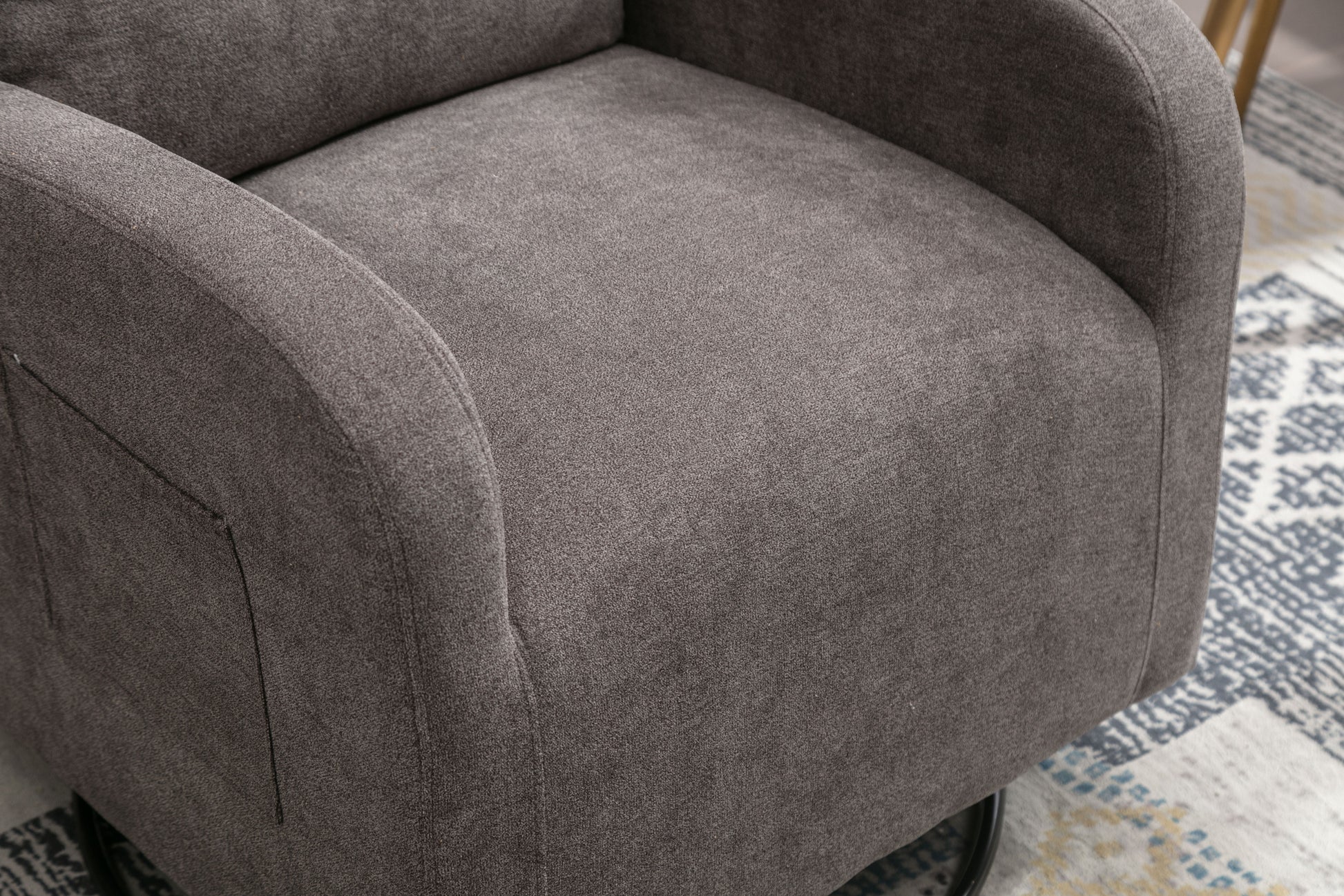 Jiada Upholstered Swivel Glider.Rocking Chair For Nursery In Dark Grey.Modern Style One Left Bag Dark Gray Metal