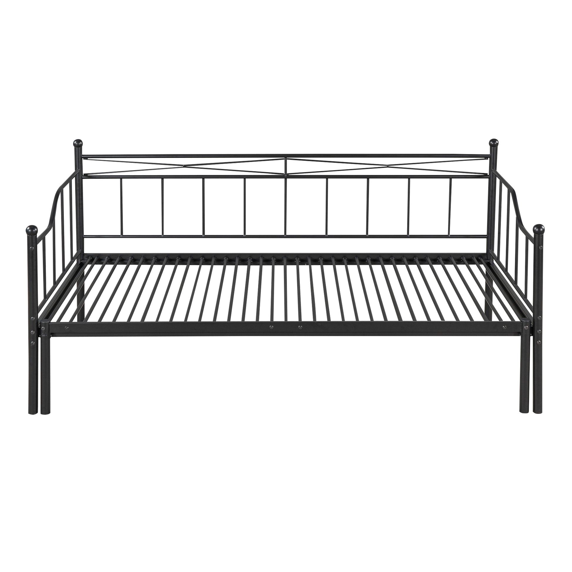 Twin Size Metal Daybed With Trundle, Daybed With Slat No Box Required Black Black Steel