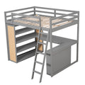 Full Size Loft Bed With Ladder, Shelves, And Desk, Gray Old Sku:Lt100226Aae Gray Solid Wood Mdf