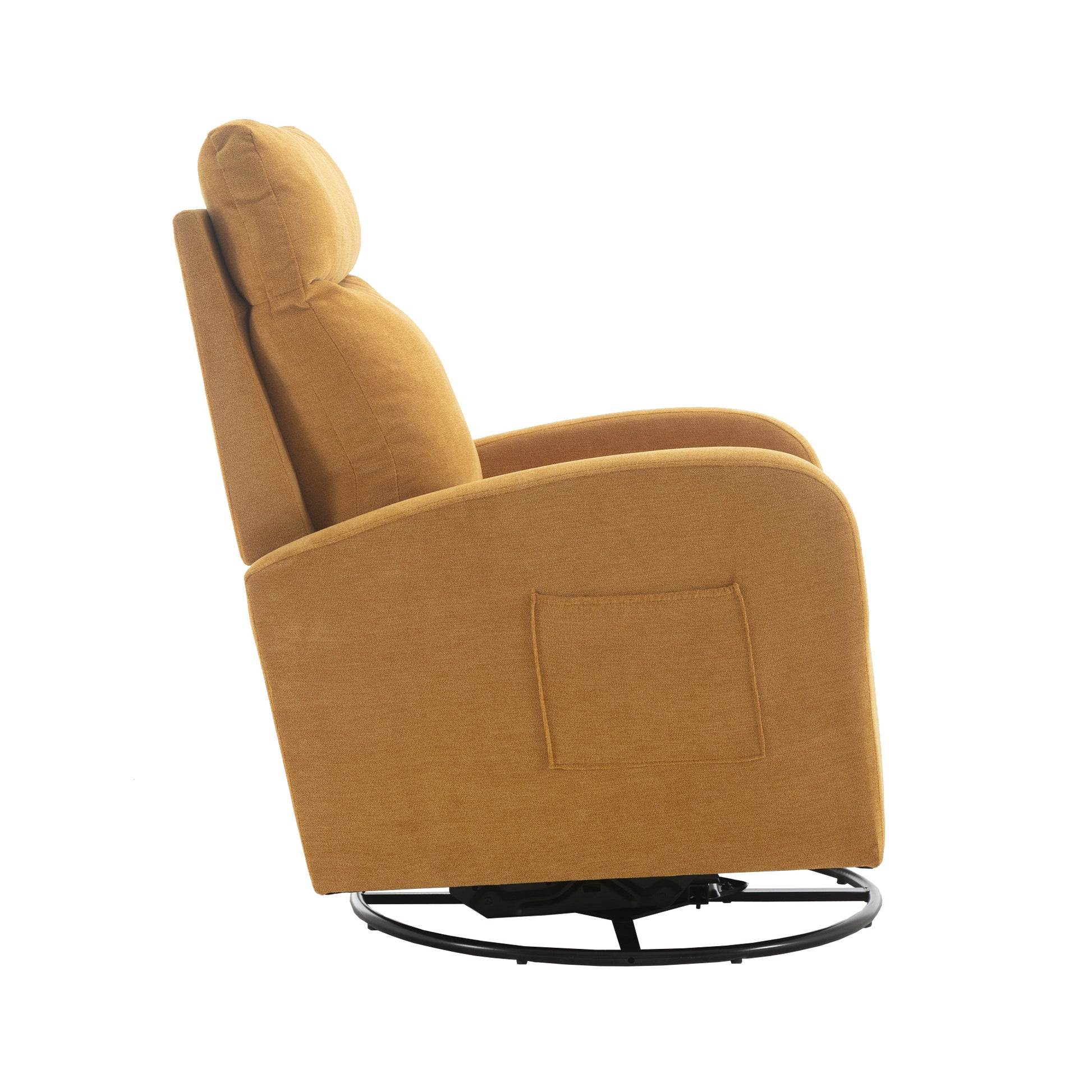 Jiada Upholstered Swivel Glider.Rocking Chair For Nursery In Yellow.Modern Style One Left Bag Yellow Metal