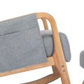 Coolmore Rocking Chair With Ottoman, Mid Century Modern Upholstered Fabric Rocking Armchair, Rocking Chair Nursery With Thick Padded Cushion, High Backrest Accent Glider Rocker Chair For Living Room Light Grey Solid Wood