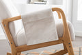 Coolmore Rocking Chair With Ottoman, Mid Century Modern Upholstered Fabric Rocking Armchair, Rocking Chair Nursery With Thick Padded Cushion, High Backrest Accent Glider Rocker Chair For Living Room Beige Solid Wood