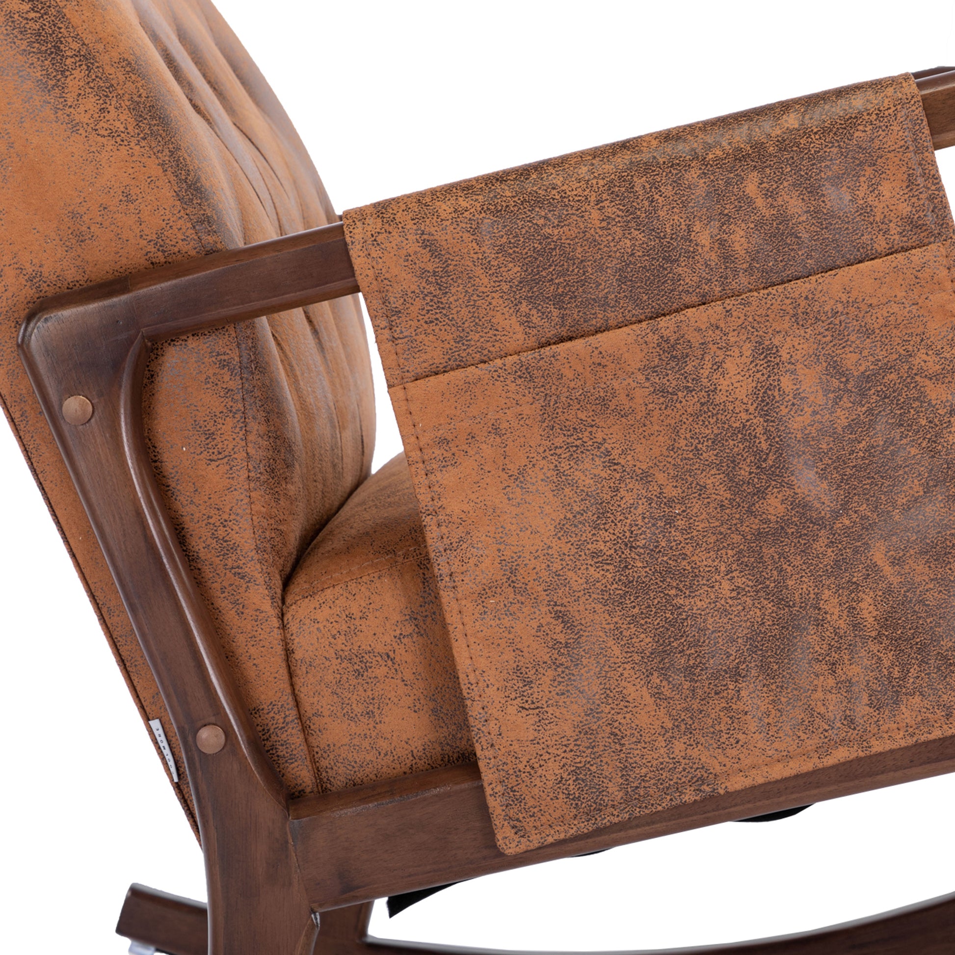 Coolmore Rocking Chair With Ottoman, Mid Century Modern Upholstered Fabric Rocking Armchair, Rocking Chair Nursery With Thick Padded Cushion, High Backrest Accent Glider Rocker Chair For Living Room Coffee Solid Wood