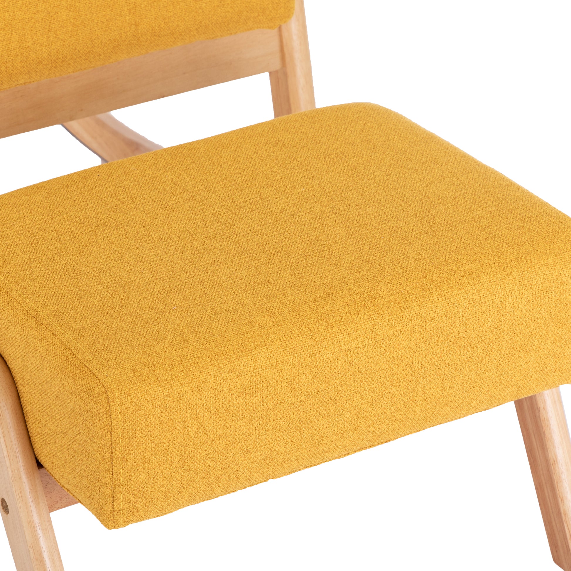 Coolmore Rocking Chair With Ottoman, Mid Century Modern Upholstered Fabric Rocking Armchair, Rocking Chair Nursery With Thick Padded Cushion, High Backrest Accent Glider Rocker Chair For Living Room Yellow Solid Wood